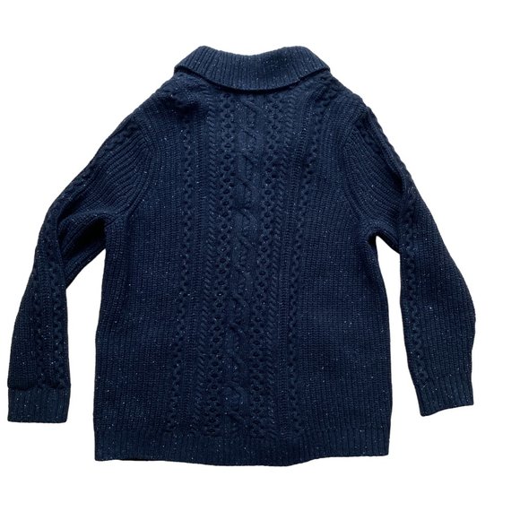 Lands' End Cable Knit Fisherman Sweater Wool Blend Shawl Grandpa Cardigan-XL/P18 - Picture 5 of 6